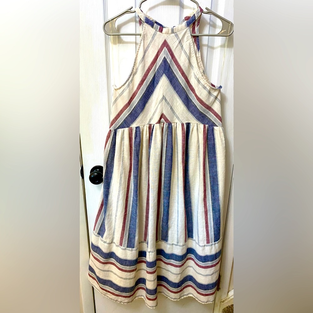Pink Blush Stripped Halter Neck Midi Dress, Large